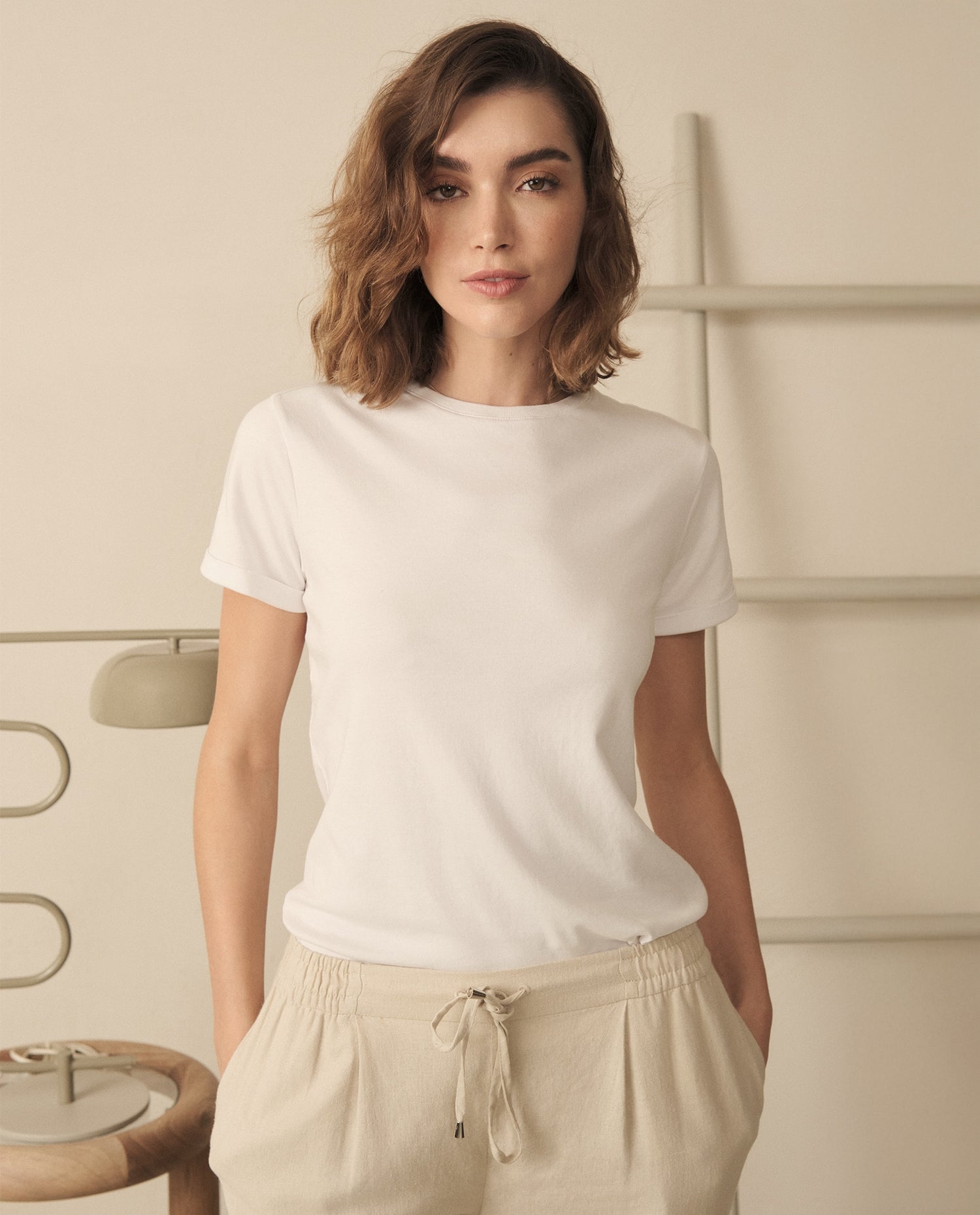 Camiseta básica tradicional para mujer - Blanco