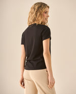 Camiseta básica tradicional para mujer - Negro