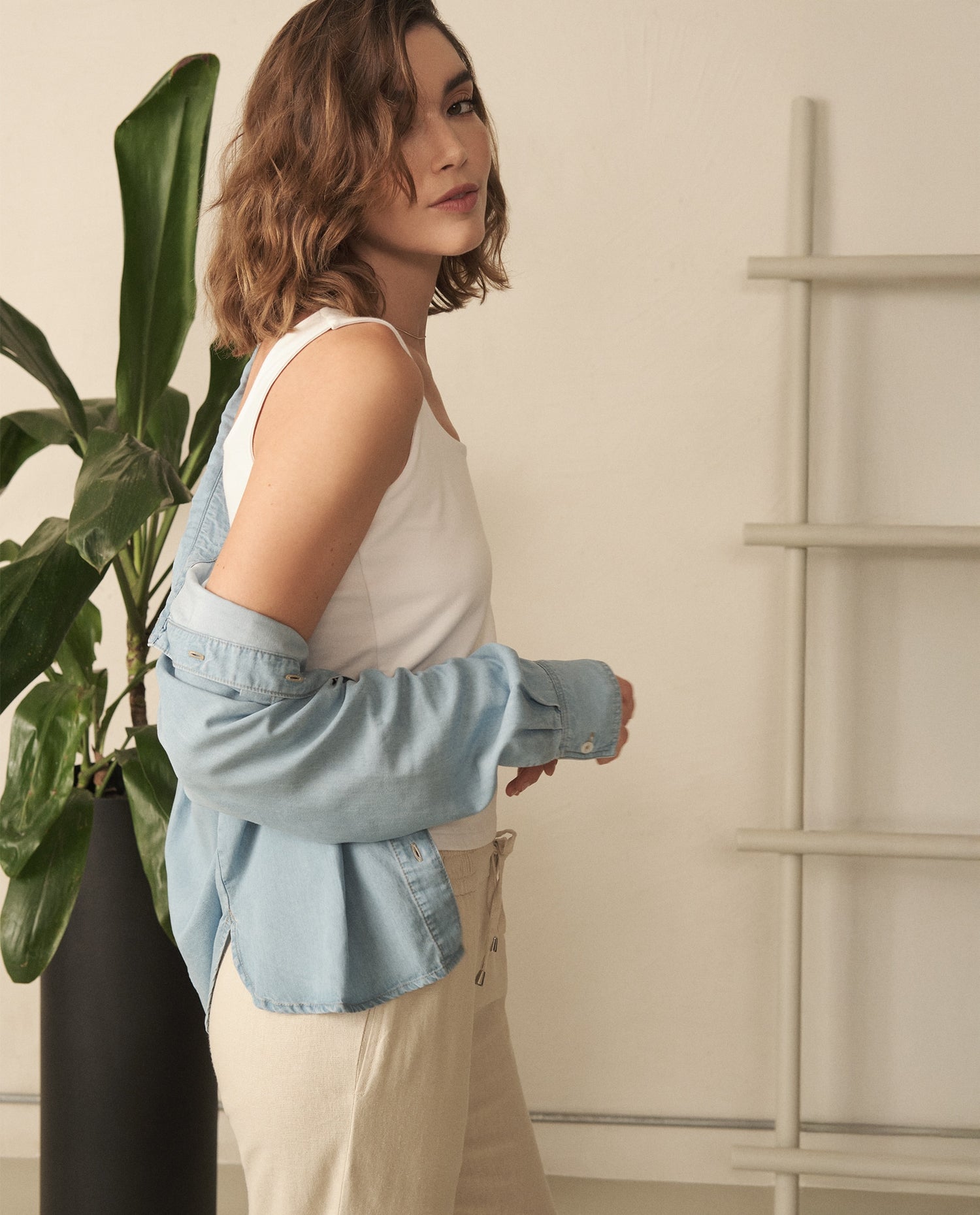 Camiseta básica manga sisa para mujer - Blanco