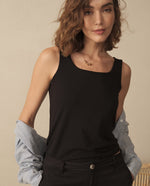 Camiseta básica manga sisa para mujer - Negro