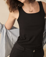 Camiseta básica manga sisa para mujer - Negro