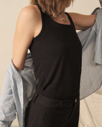 Camiseta básica manga sisa para mujer - Negro