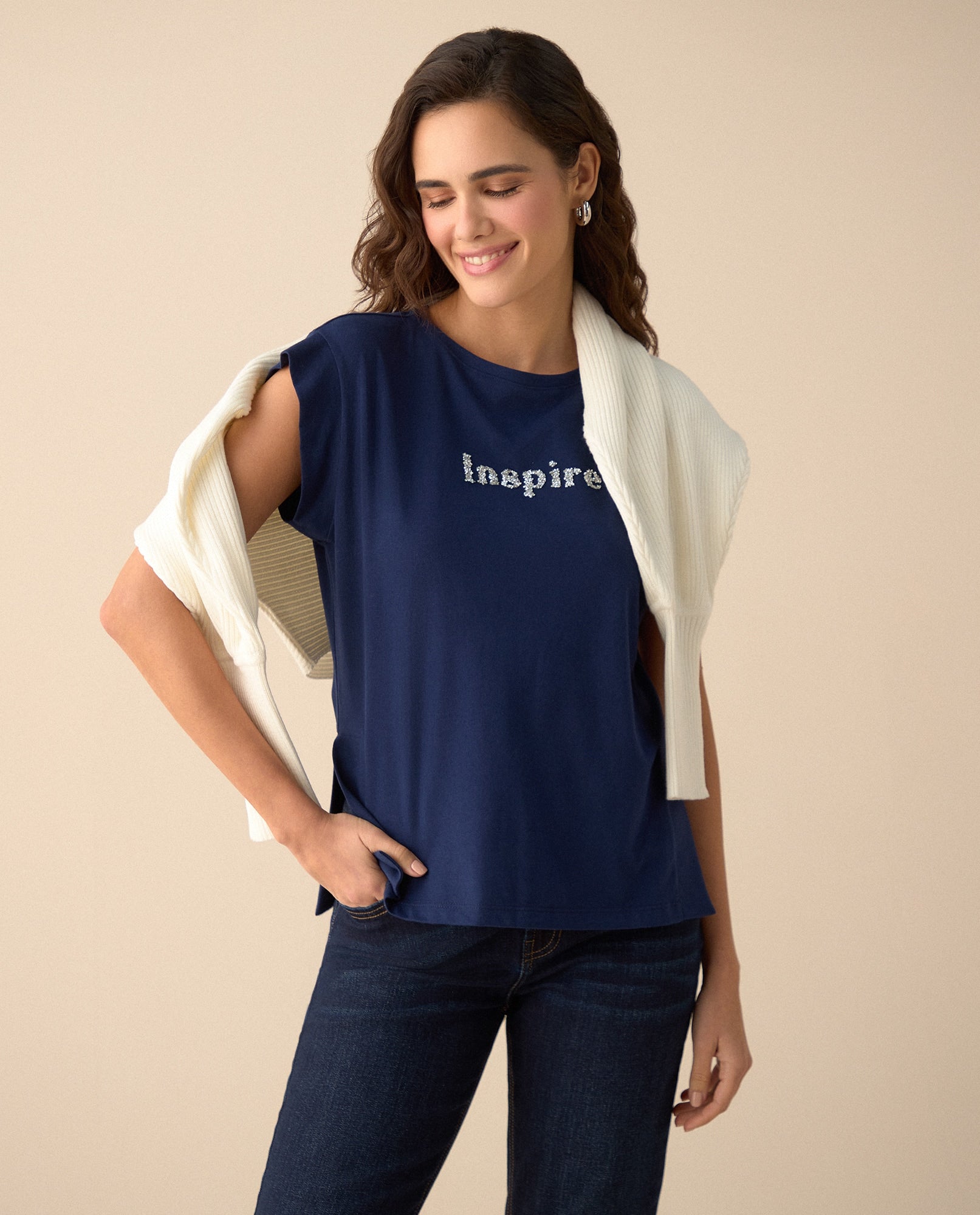 Camiseta manga corta rodada para mujer - Azul 34_101G000_AZU193923_0