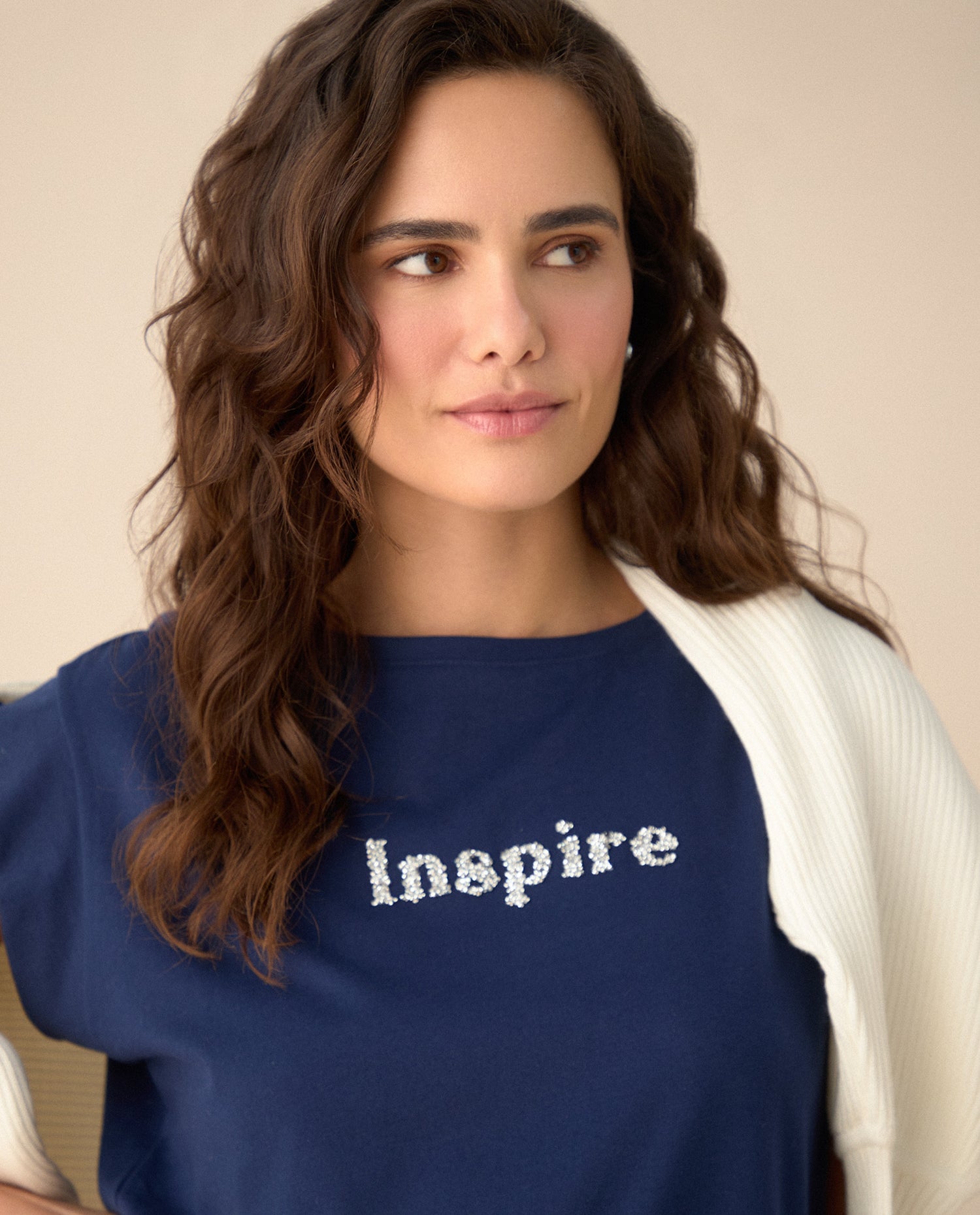 Camiseta manga corta rodada para mujer - Azul