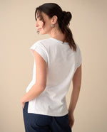 Camiseta manga corta rodada para mujer - Blanco