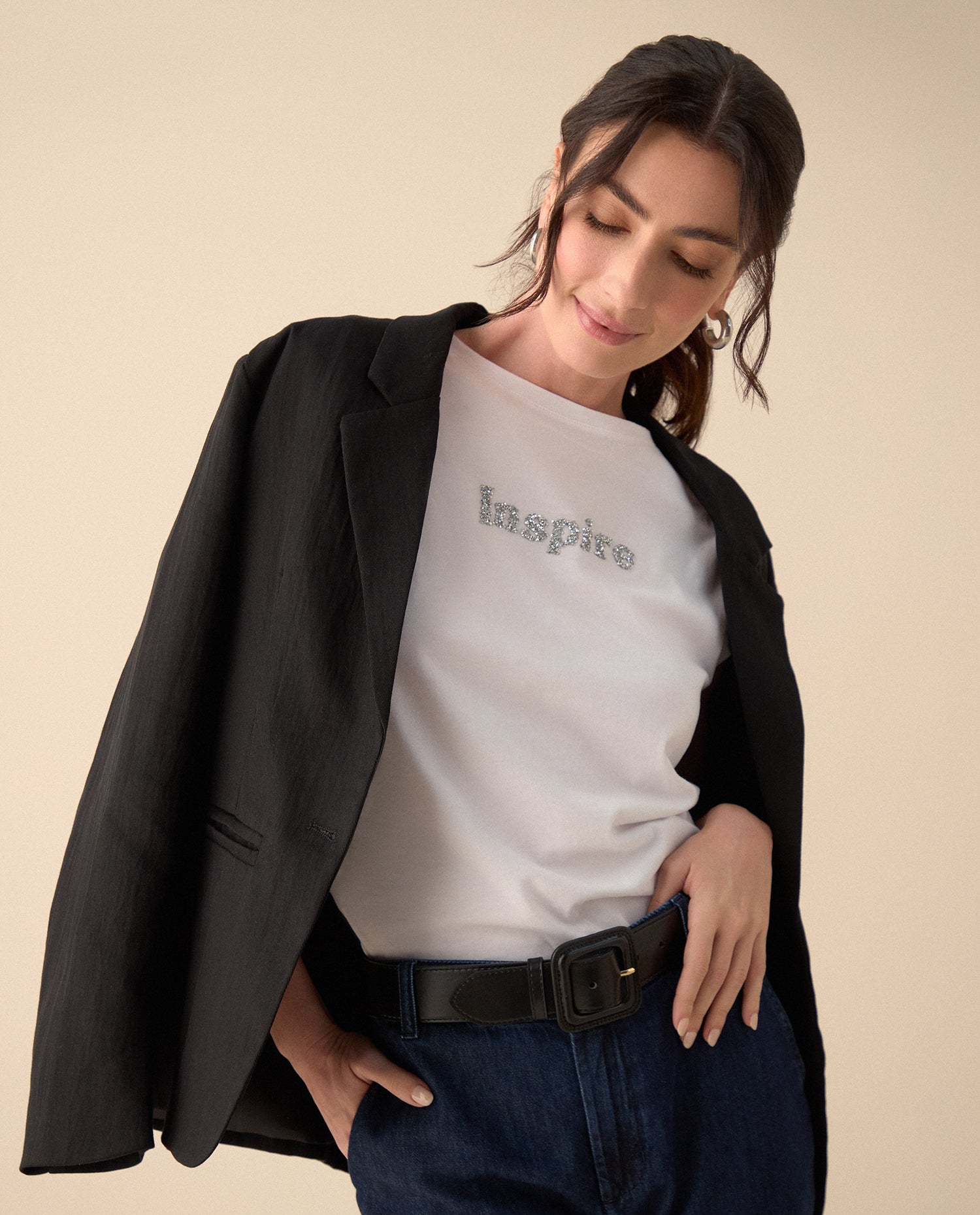Camiseta manga corta rodada para mujer - Blanco