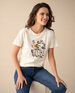 Camiseta con estampado de flores para mujer - Blanco