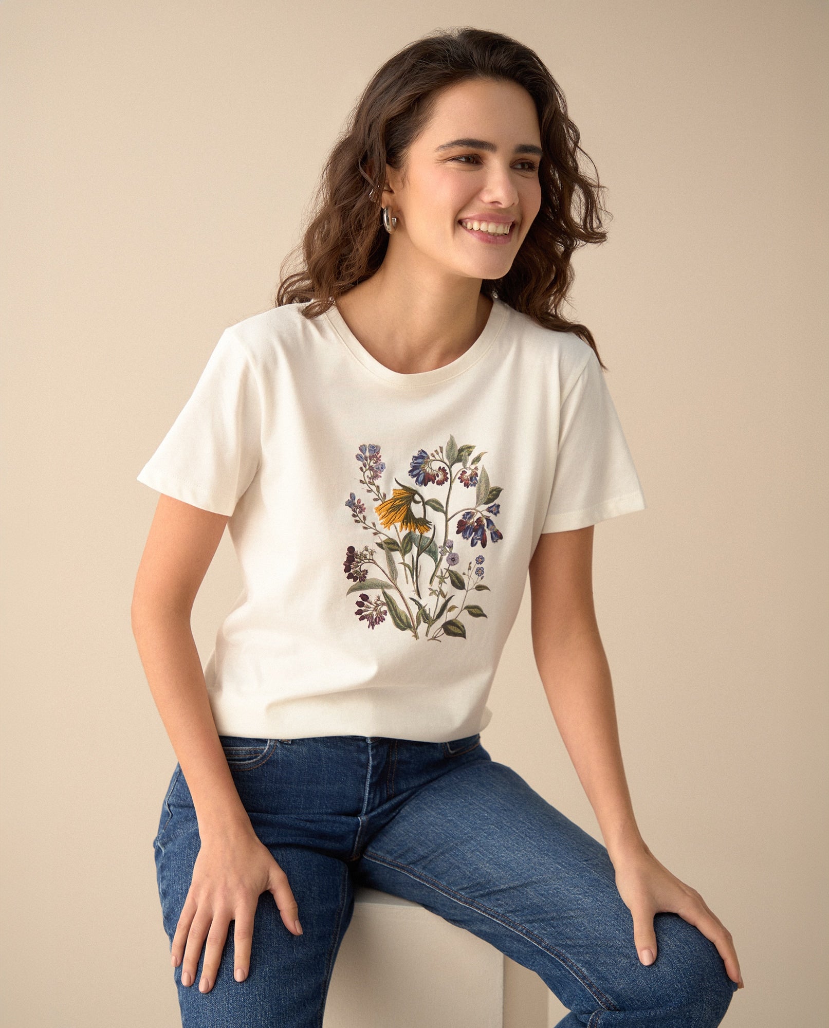 Camiseta con estampado de flores para mujer - Blanco 34_101G103_BLA114001_0