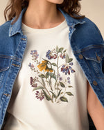 Camiseta con estampado de flores para mujer - Blanco