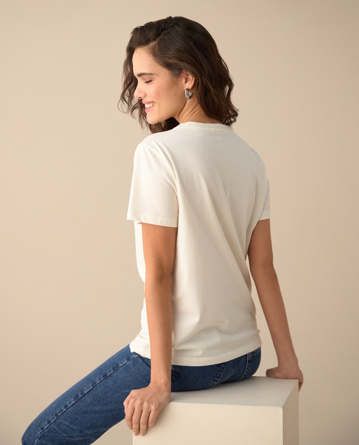 Camiseta con estampado de flores para mujer - Blanco