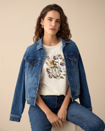 Camiseta con estampado de flores para mujer - Blanco
