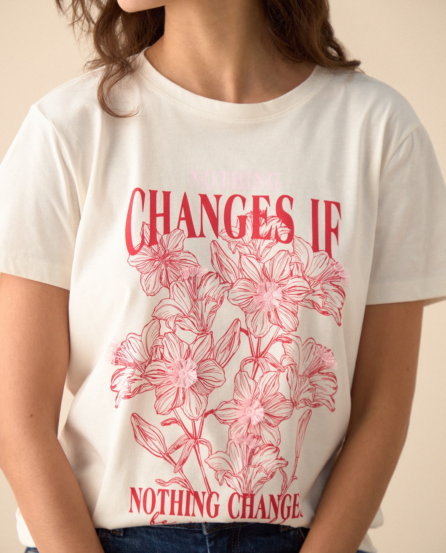 Camiseta de cuello redondo para mujer - Blanco