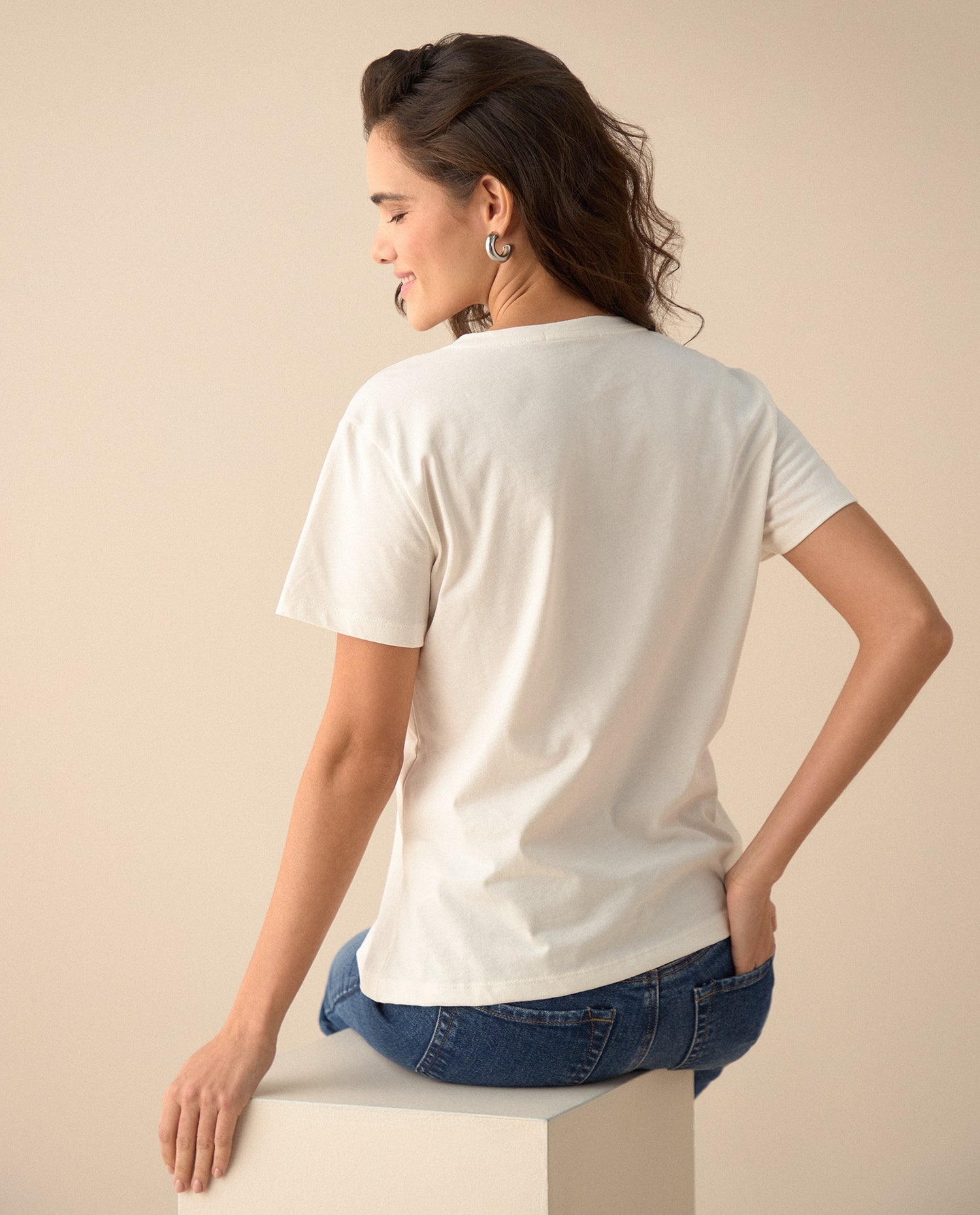 Camiseta de cuello redondo para mujer - Blanco