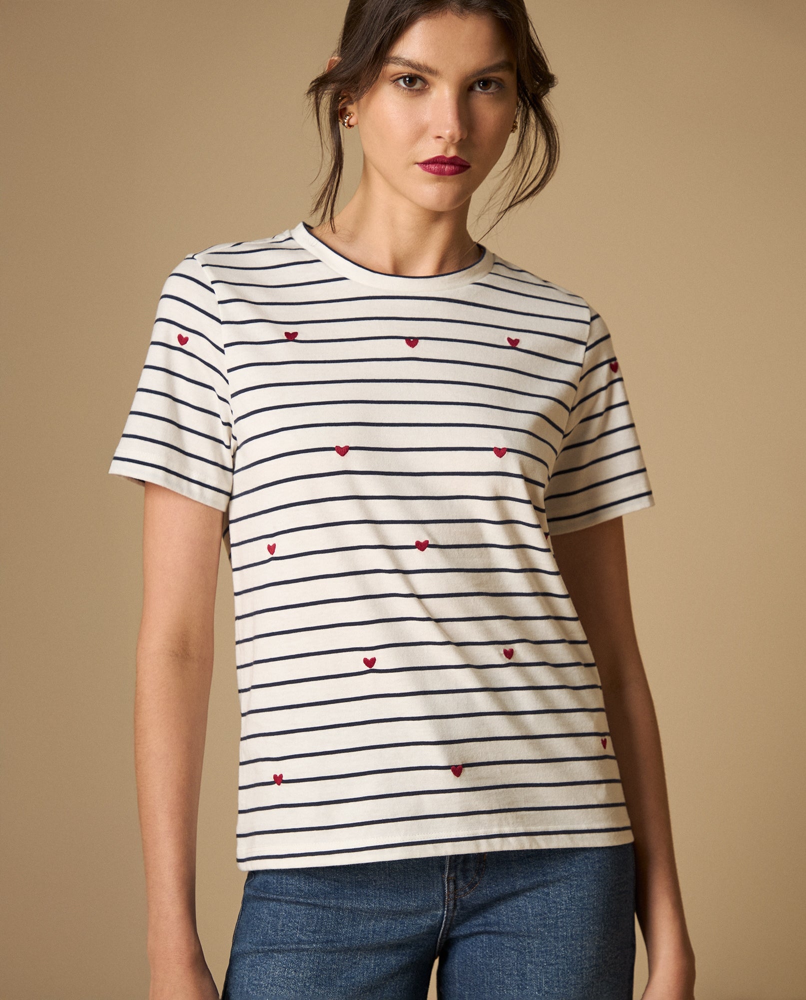 Camiseta manga corta con bordado decorativo - Crudo 34_101H008_CRU110604_3