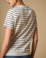Camiseta manga corta con bordado decorativo - Crudo