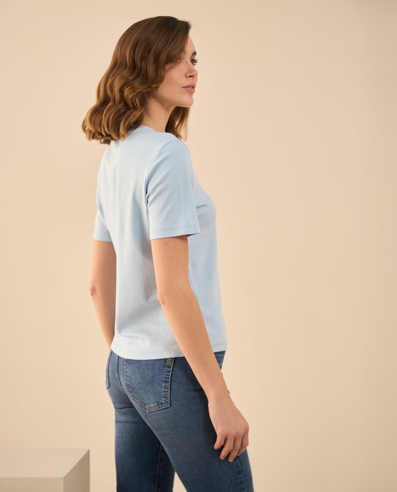 Camiseta básica manga corta para mujer - Azul