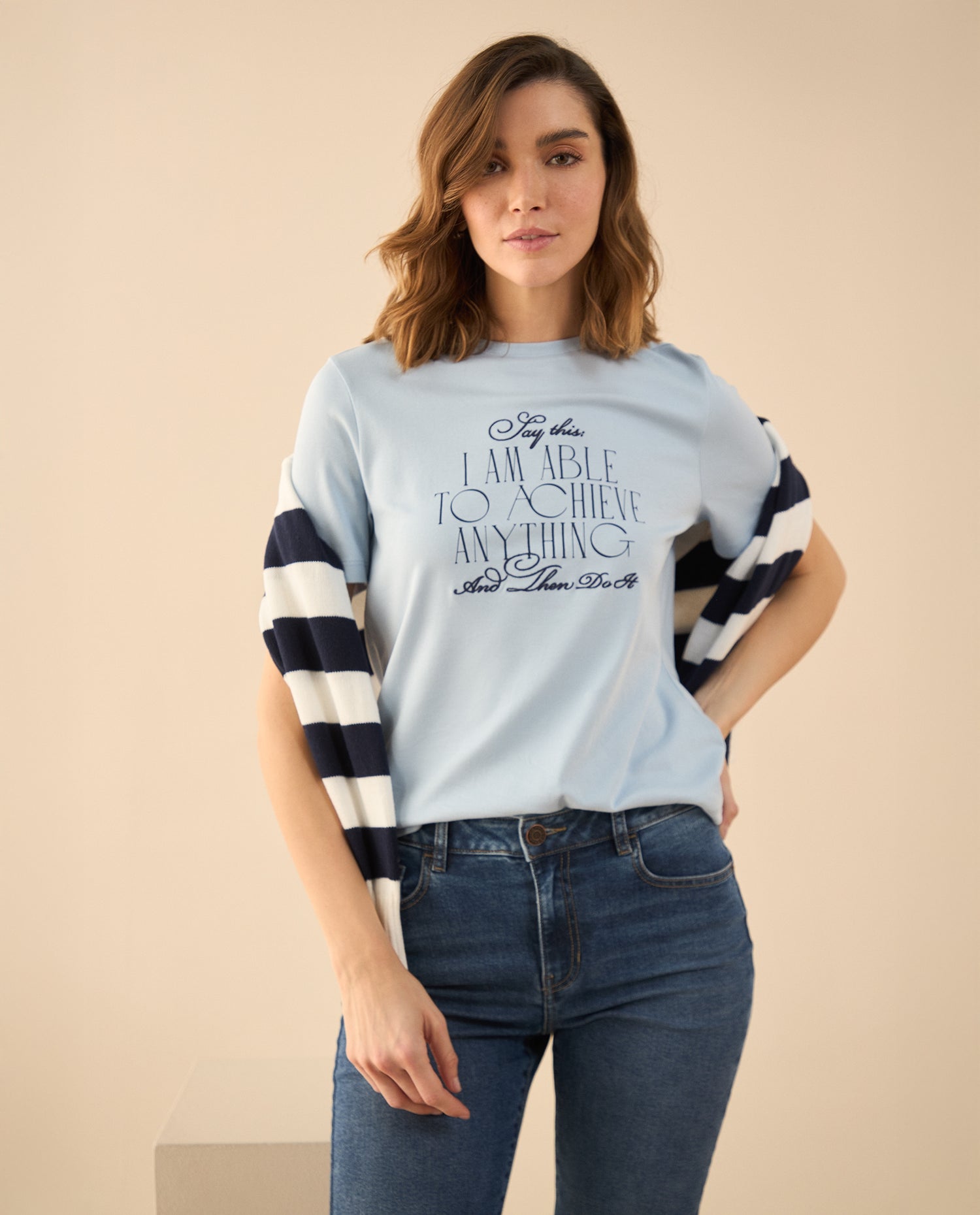Camiseta básica manga corta para mujer - Azul