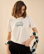 Camiseta con detalles bordados para mujer - Crudo