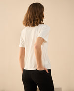 Camiseta con detalles bordados para mujer - Crudo