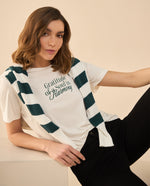 Camiseta con detalles bordados para mujer - Crudo