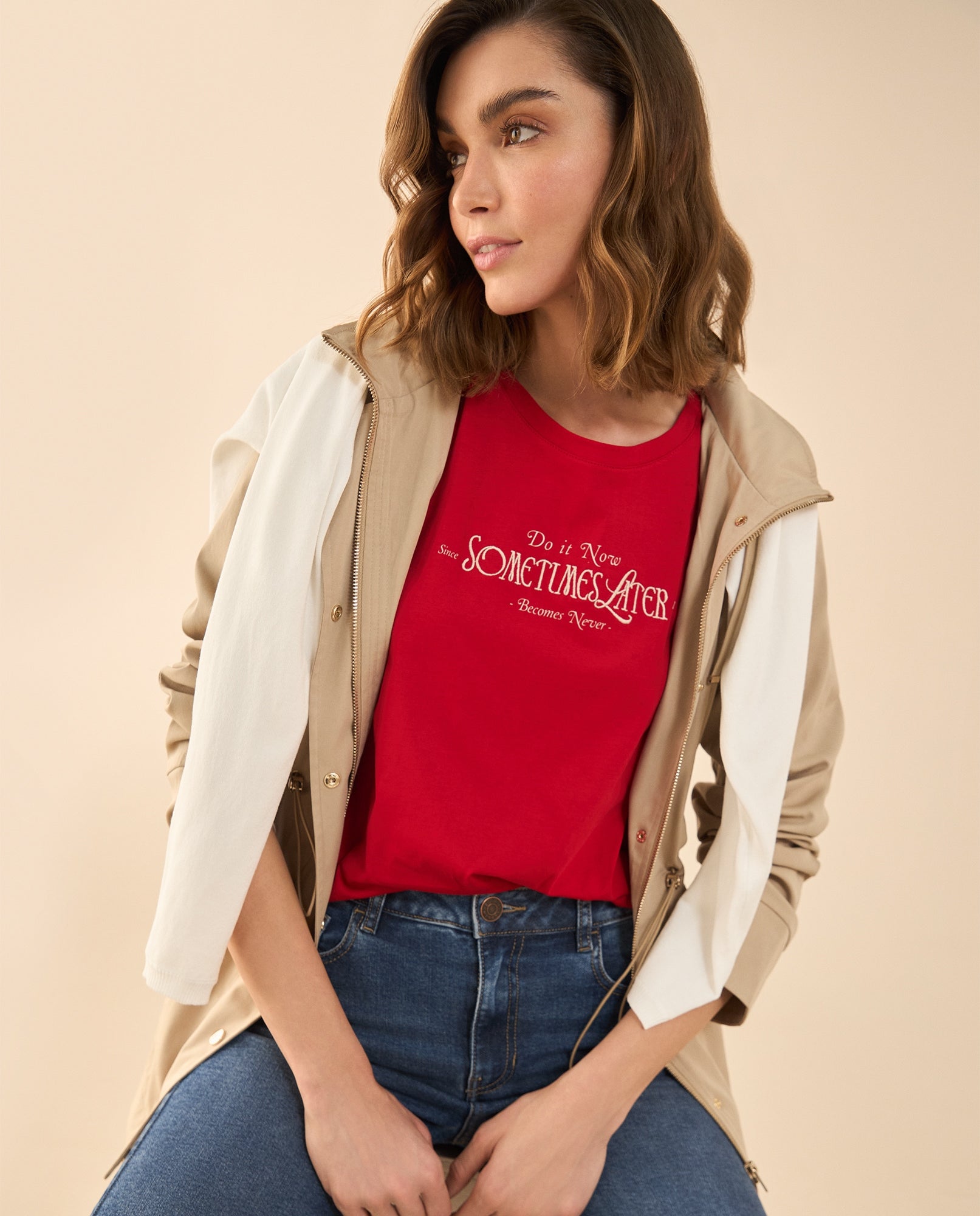 Camiseta con detalles bordados para mujer - Rojo 34_102G101_ROJ171537_0