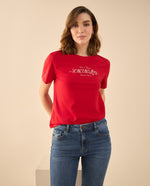 Camiseta con detalles bordados para mujer - Rojo