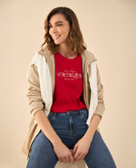 Camiseta con detalles bordados para mujer - Rojo