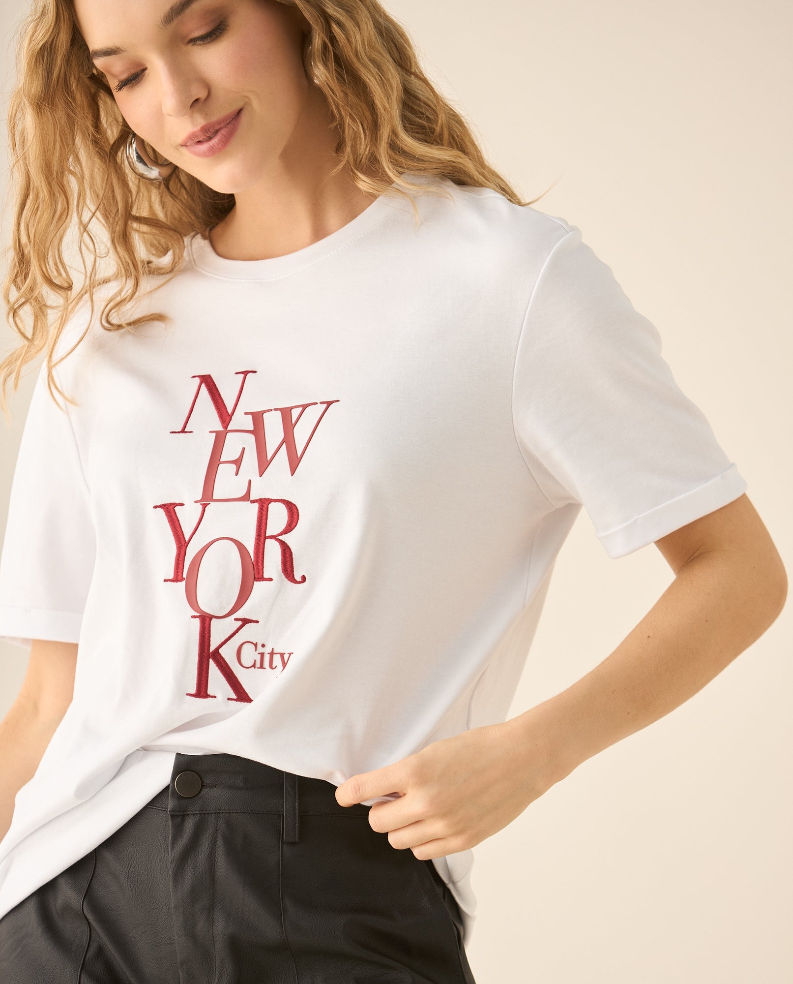 Camiseta manga corta con estampado al frente para mujer - Blanco 34_103G004_BLA110700_0
