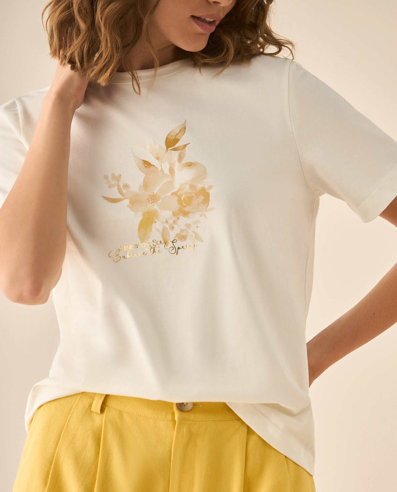 Camiseta tradicional con estampado al frente para mujer - Blanco 34_103G009_BLA114202_0