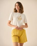 Camiseta tradicional con estampado al frente para mujer - Blanco