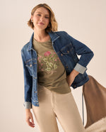 Camiseta Verde Bordado Floral Wild Blooms - Verde