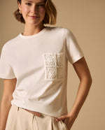 Camiseta con Bordado en Encaje - Blanco