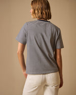 Camiseta Rayas con Corazón Bordado - Azul