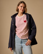 Camiseta Rayas con Corazón Bordado - Rojo