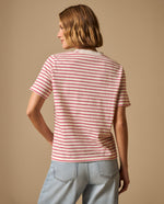 Camiseta Rayas con Corazón Bordado - Rojo