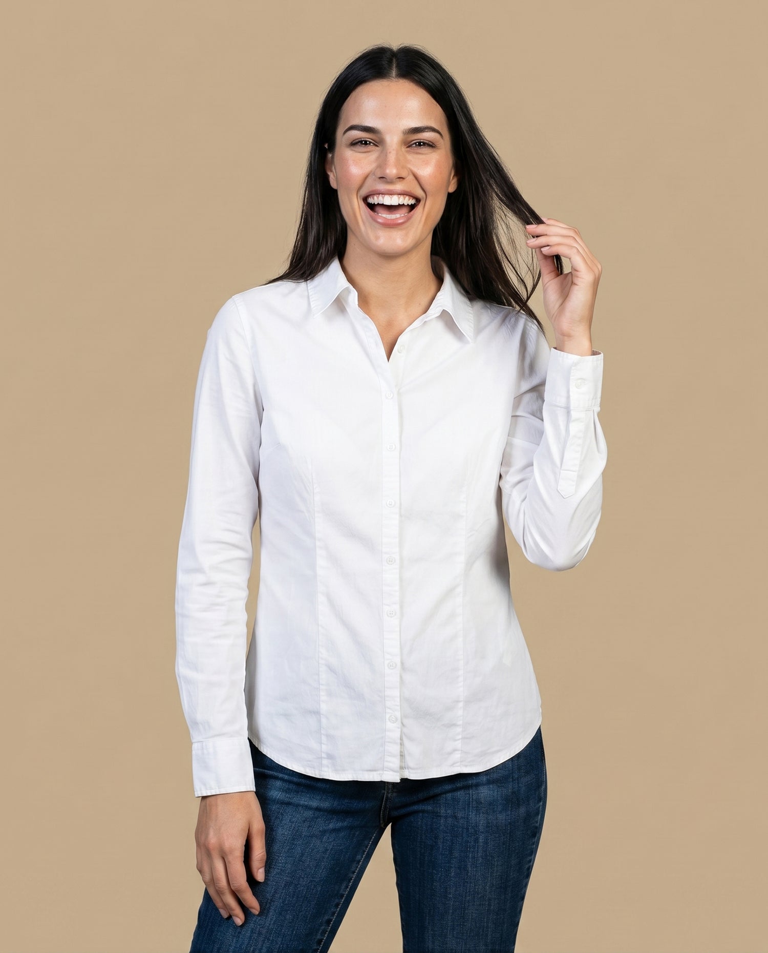Camisa slim fit mujer - Blanco
