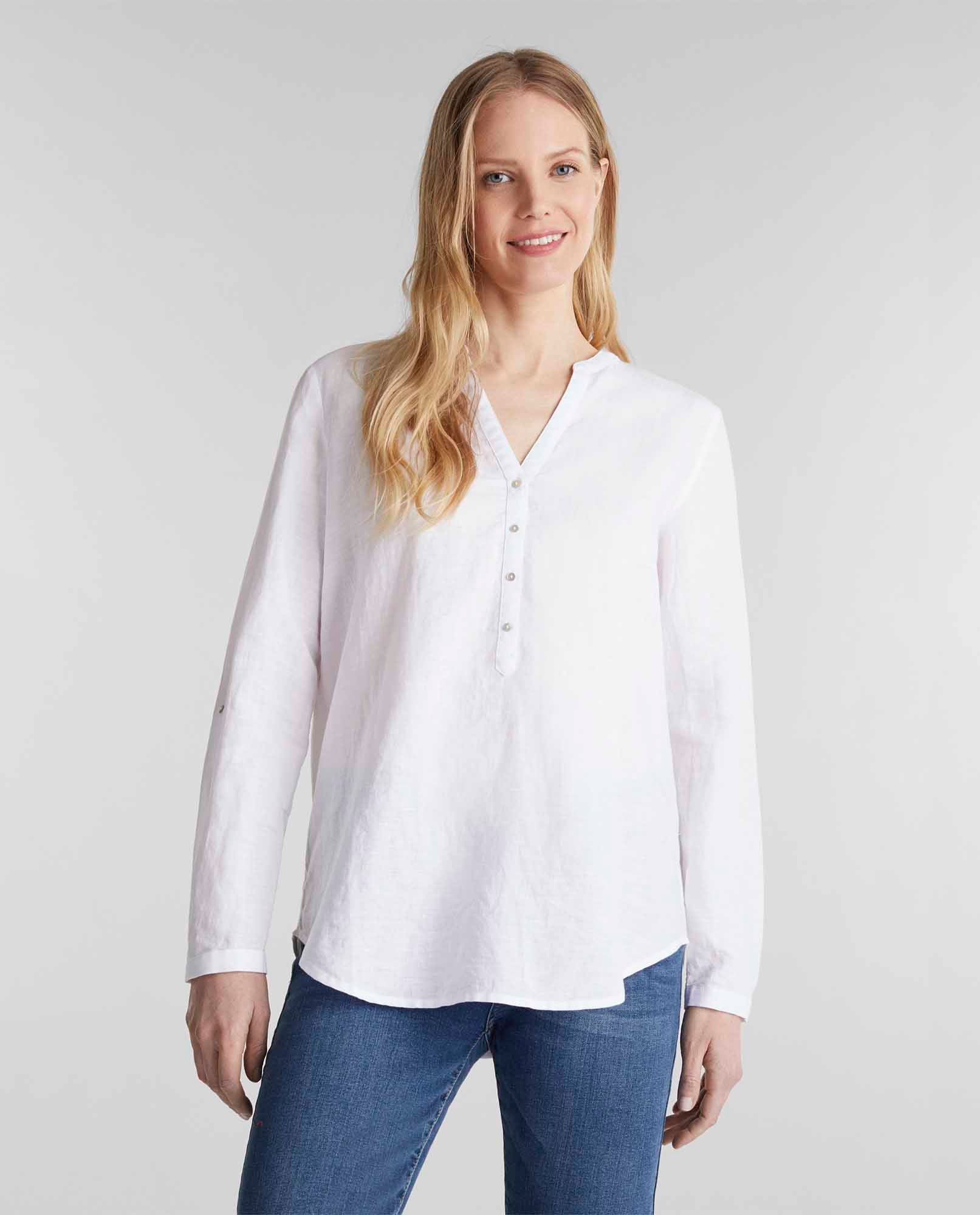 Camisa en mezcla de lino - Blanco 34_1100905_030000_0