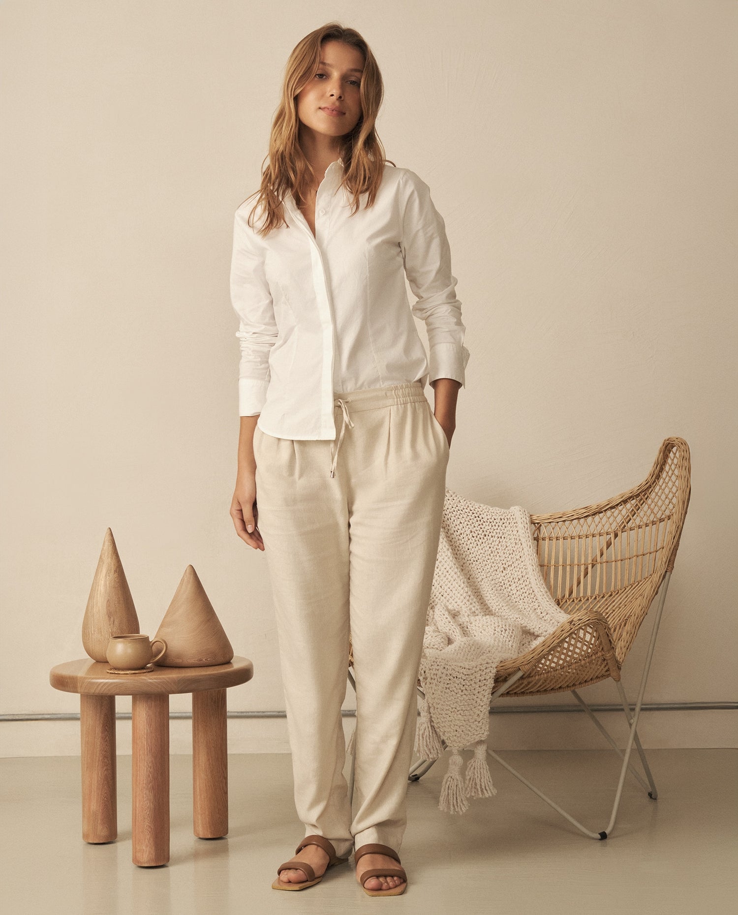 Camisa con cortes en laterales para mujer - Blanco