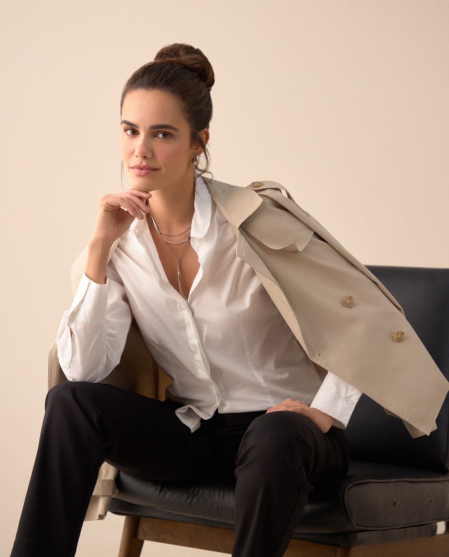 Camisa con cortes en laterales para mujer - Blanco