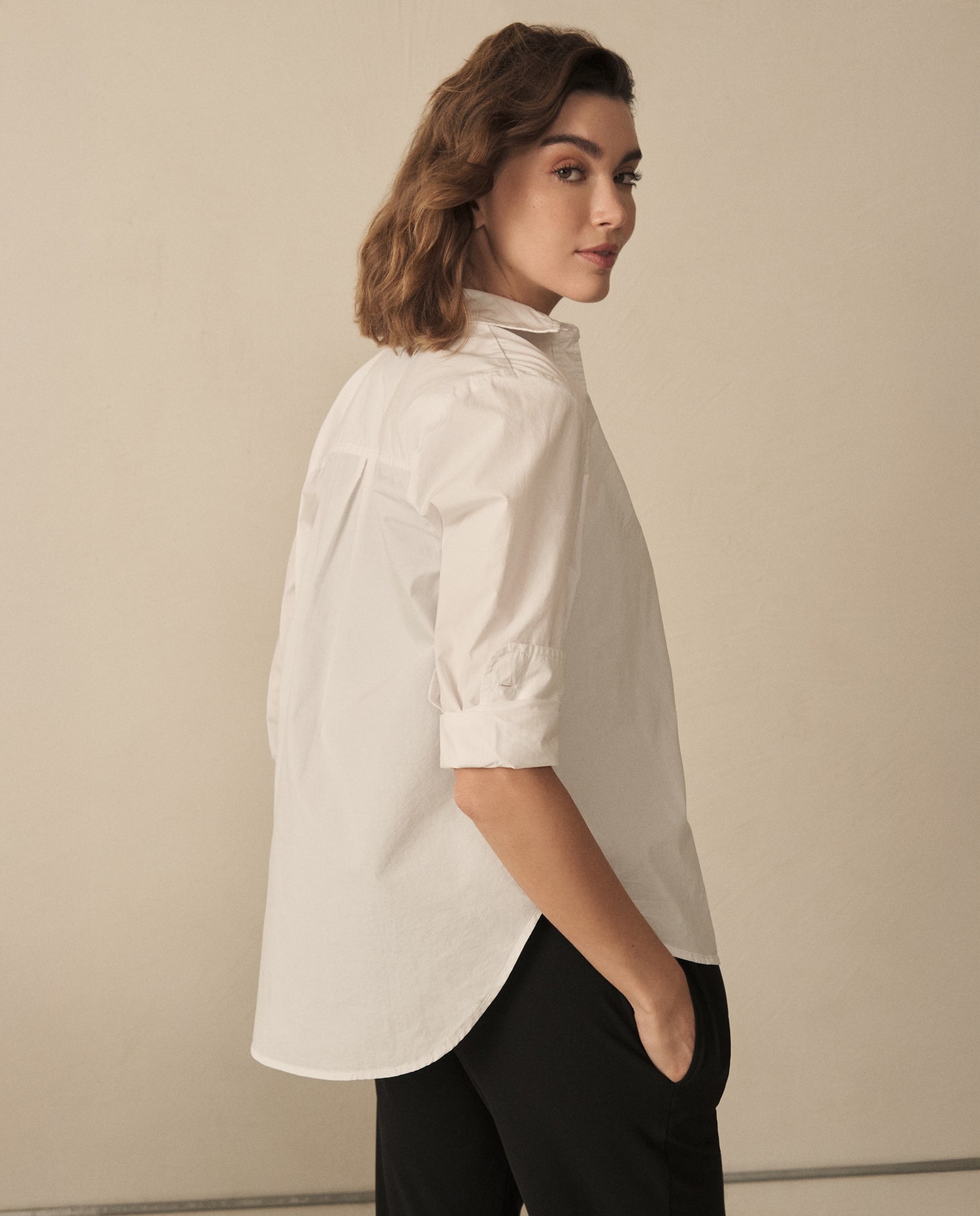 Camise de ruedo curvo para mujer - Blanco