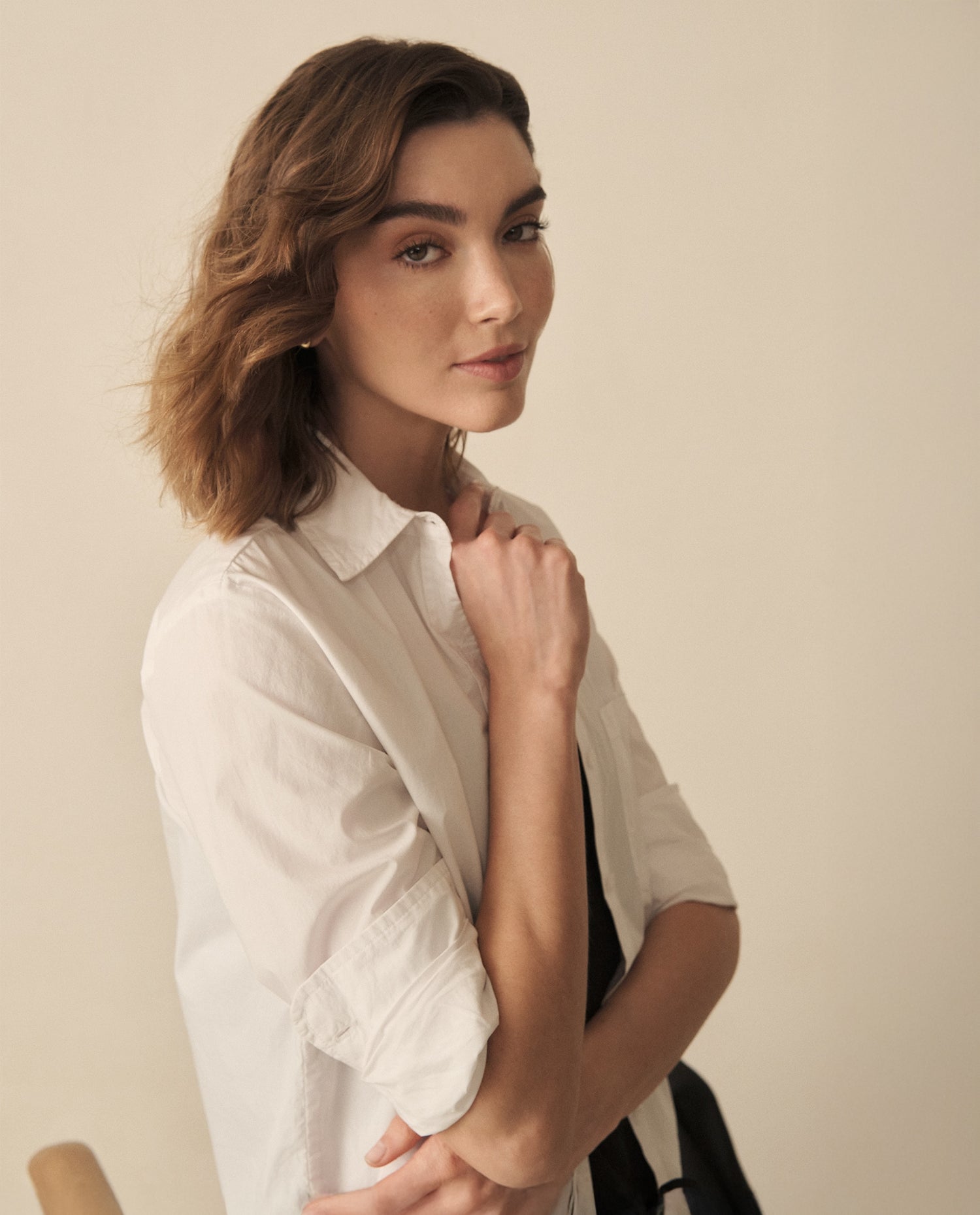Camise de ruedo curvo para mujer - Blanco