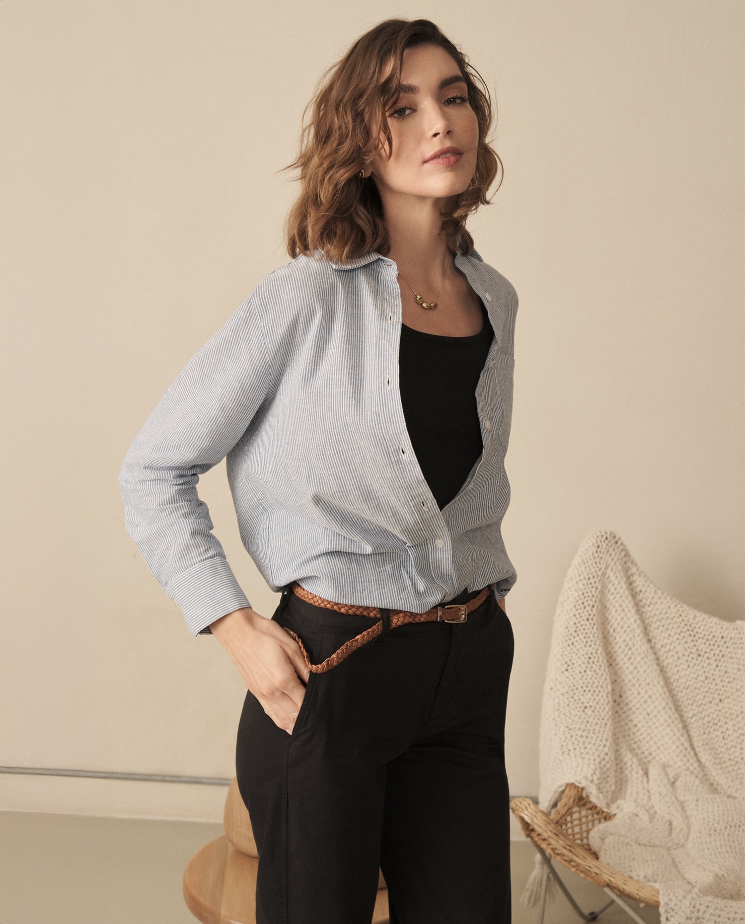 Camisa a rayas para mujer - Azul
