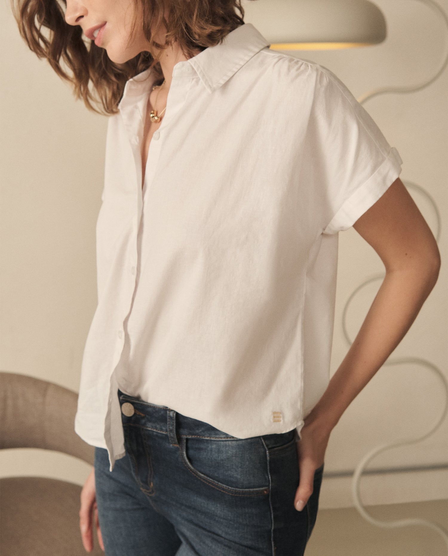 Camisa de botones para mujer - Blanco