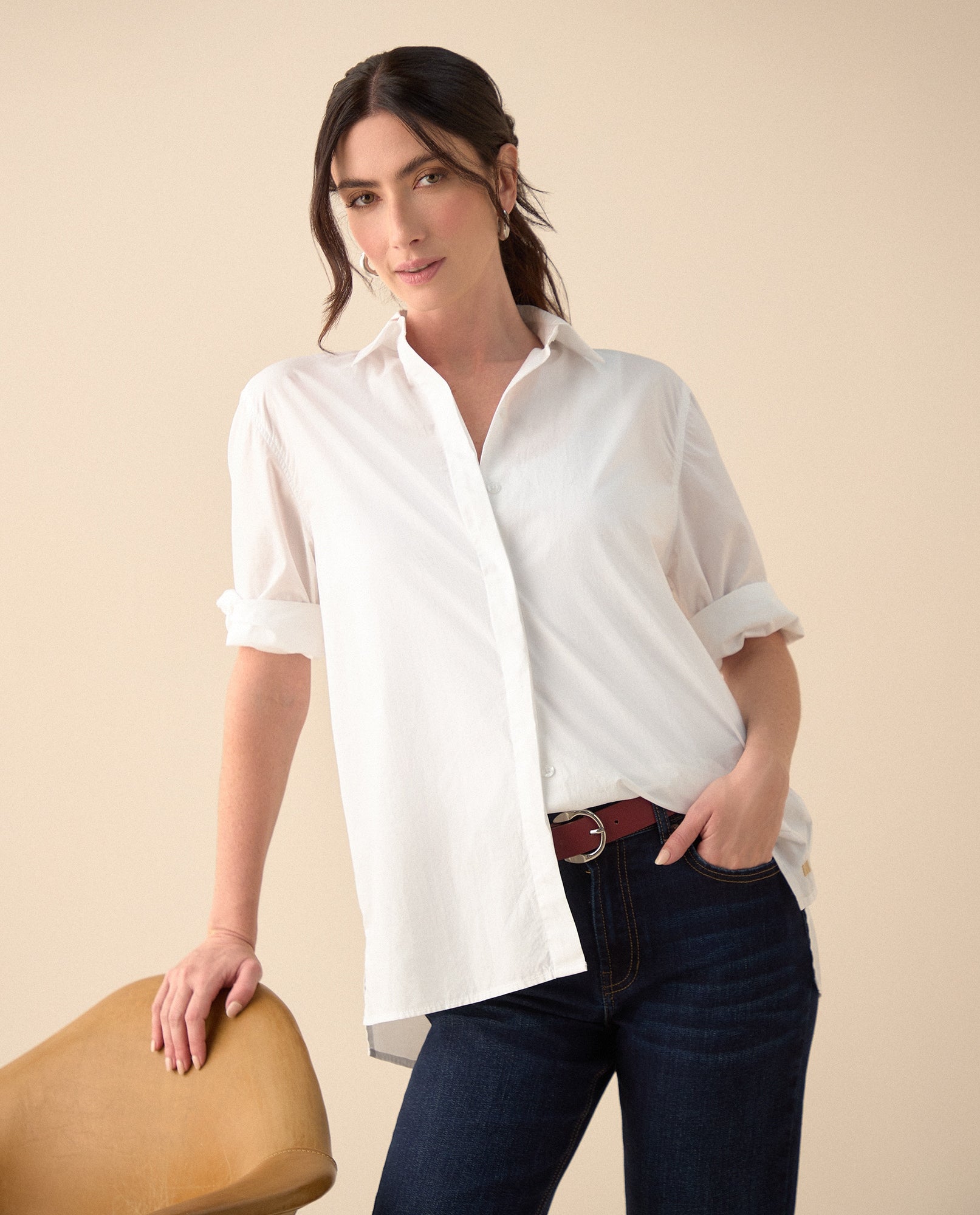 Camisa de botones manga larga para mujer - Blanco 34_111G000_BLA110601_0