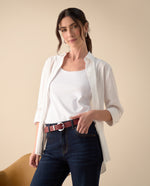 Camisa de botones manga larga para mujer - Blanco