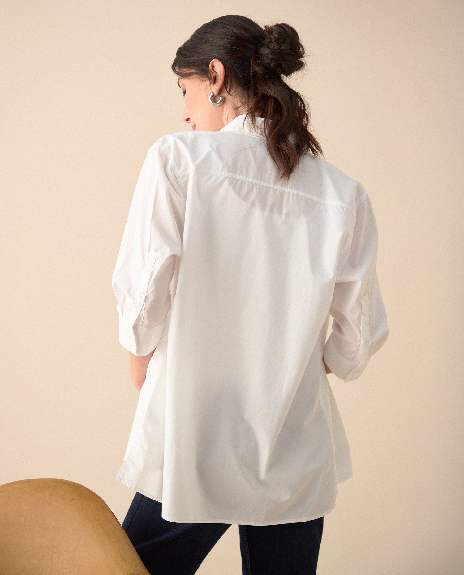 Camisa de botones manga larga para mujer - Blanco