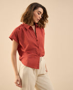 Camisa de cuello clásico para mujer - Rojo