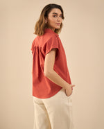 Camisa de cuello clásico para mujer - Rojo