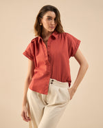 Camisa de cuello clásico para mujer - Rojo
