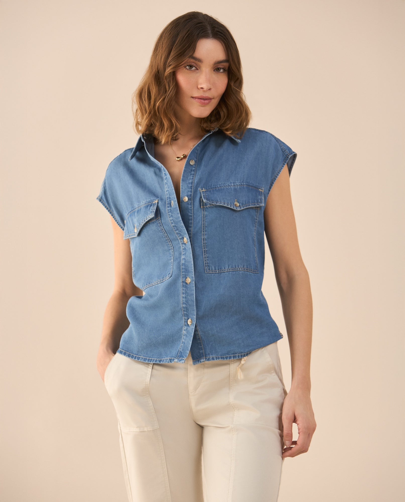 Camisa manga sisa para mujer - Azul 34_111G006_AZU174027_5